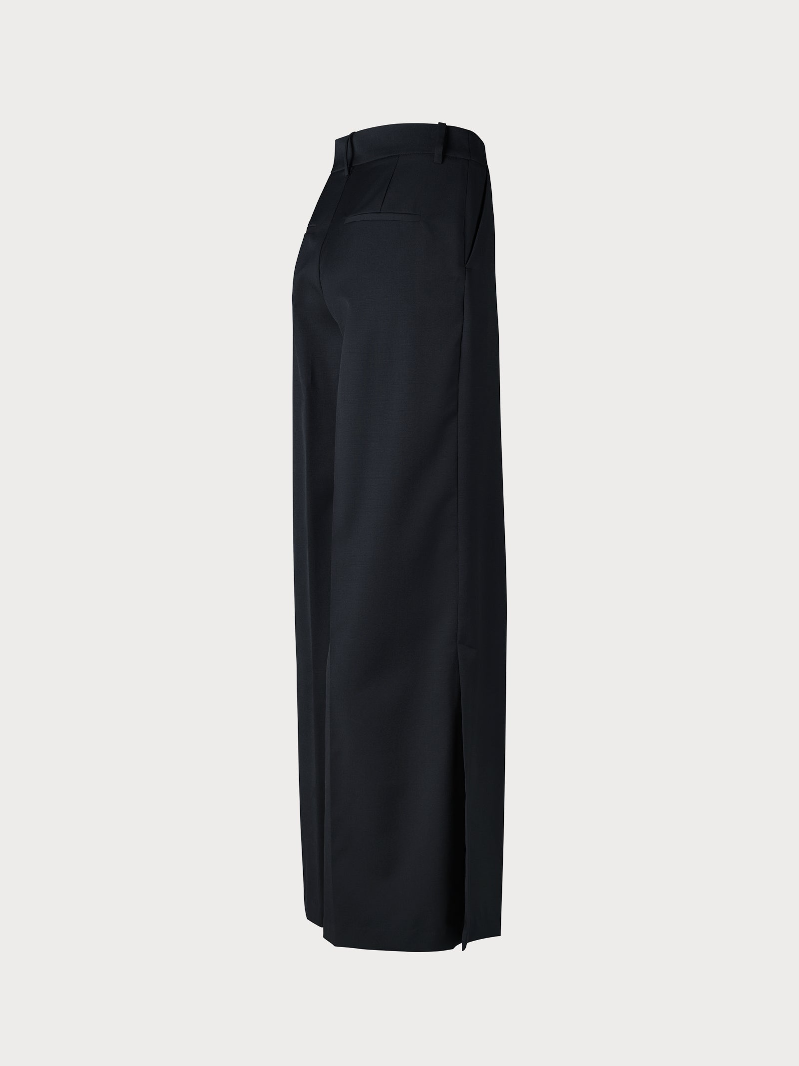 black classic straight wool trousers