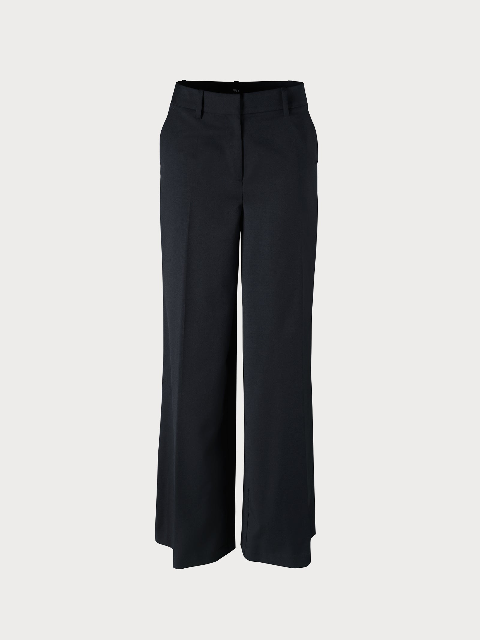 black classic straight wool trousers
