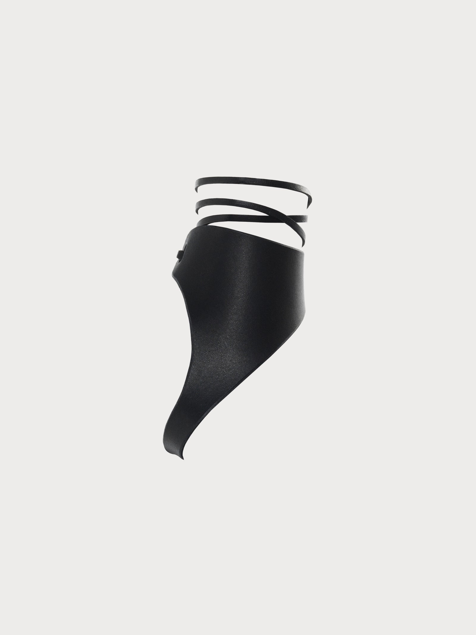 yvy asymmetric black leather hand accessory with leather straps 