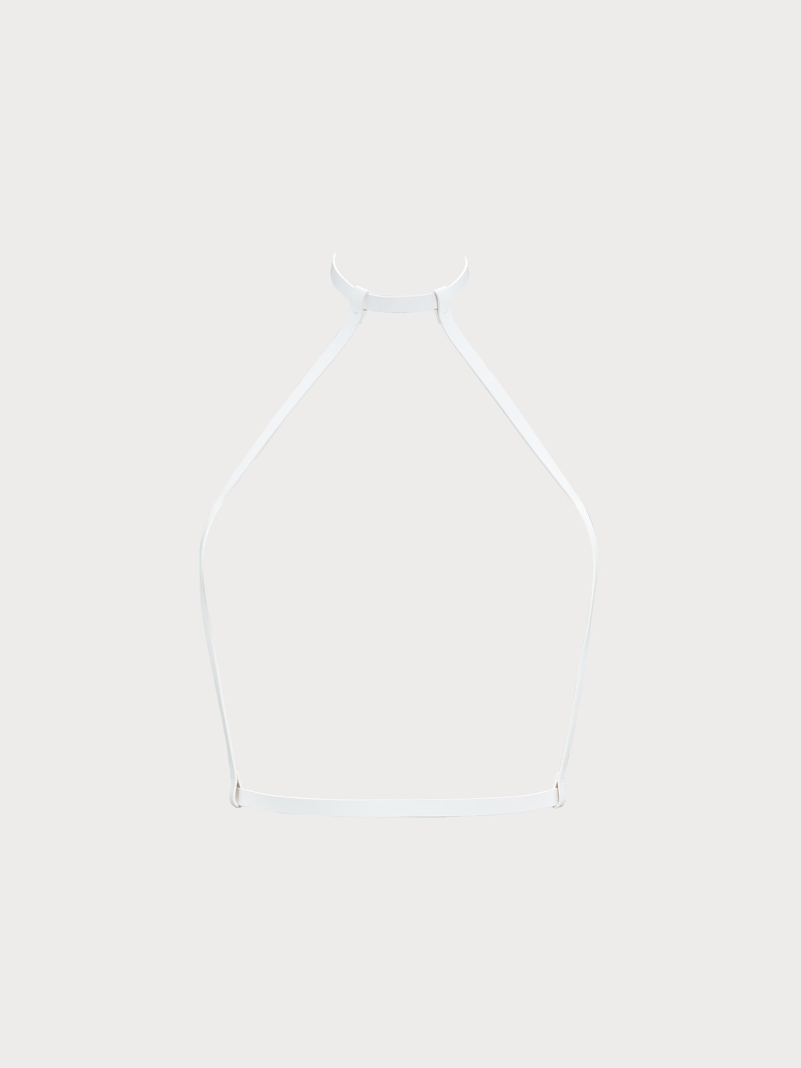 front view of yvy leather minimalist harness in white
