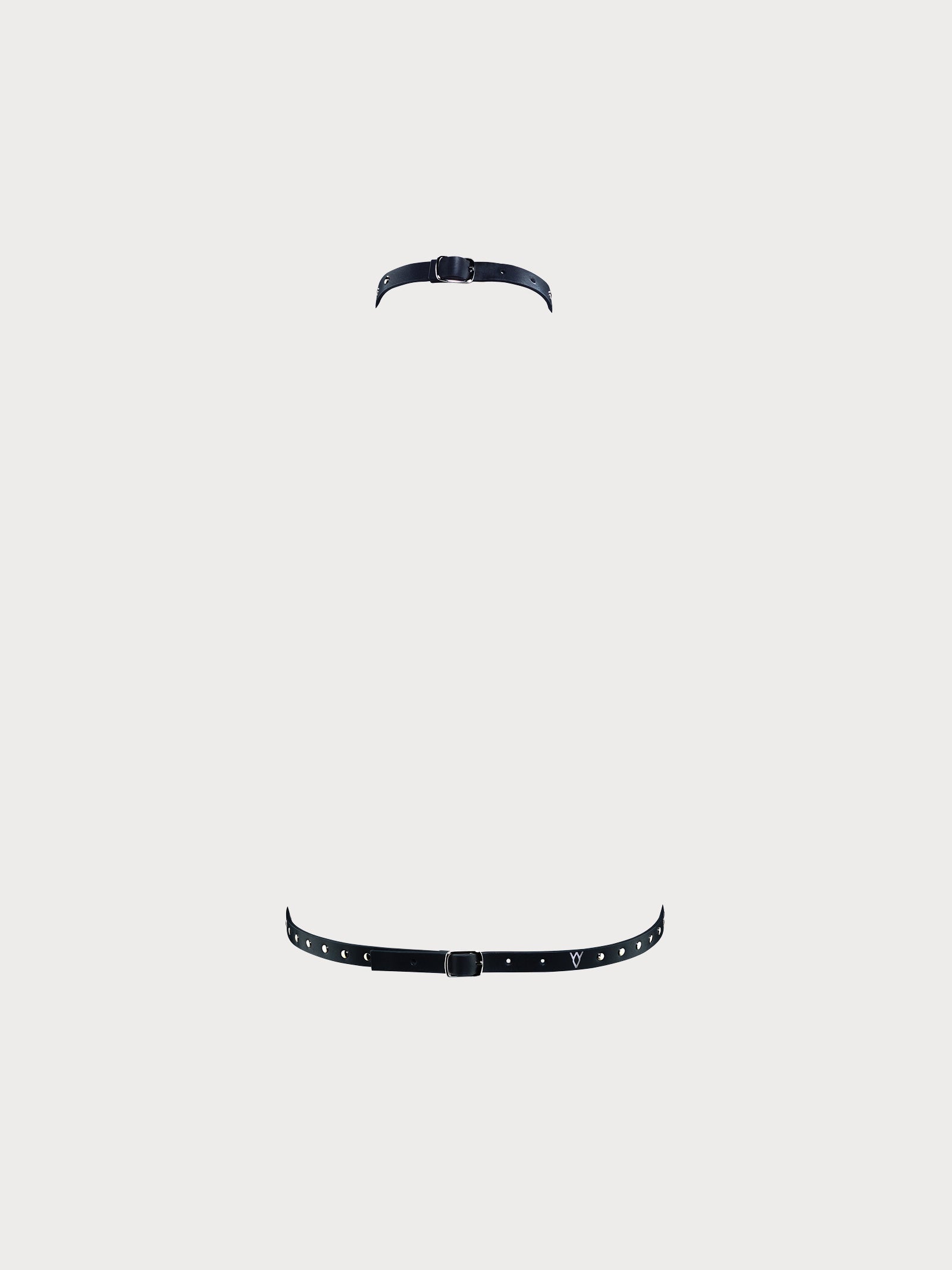 back view of yvy leather minimalist harness two tone in black