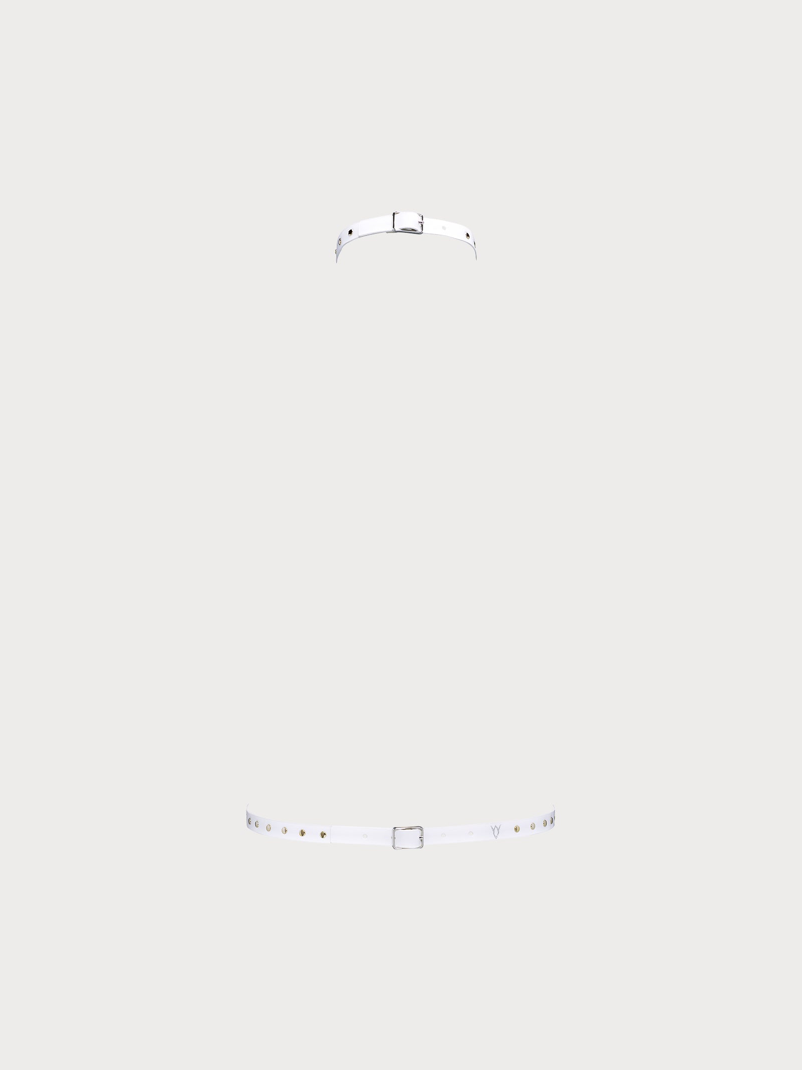 back view of yvy leather minimalist harness two tone in white