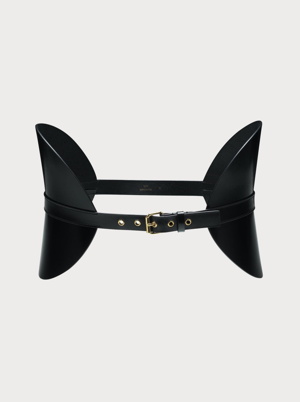 yvy leather moon belt in black with gold hardware