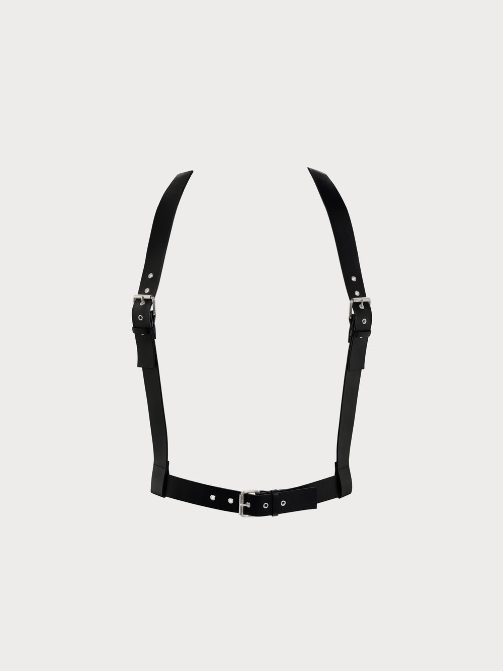 front view of yvy leather men's uni harness in black
