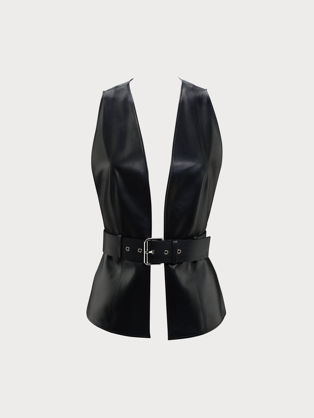 black belted yvy leather vest 